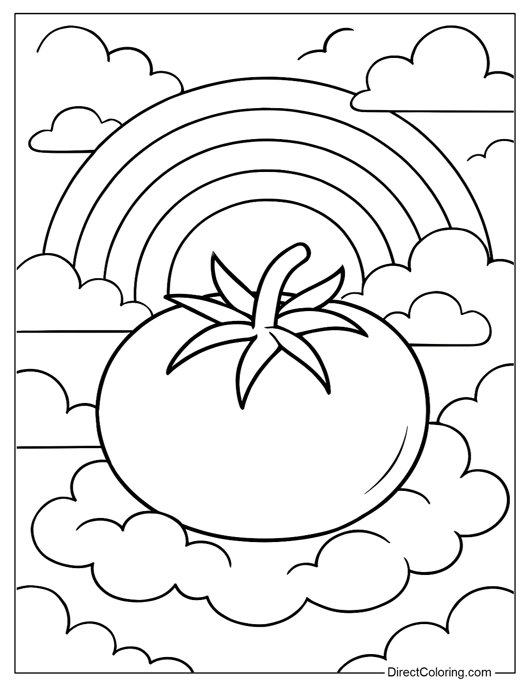 Tomato on the Clouds  with Rainbow Coloring Sheet